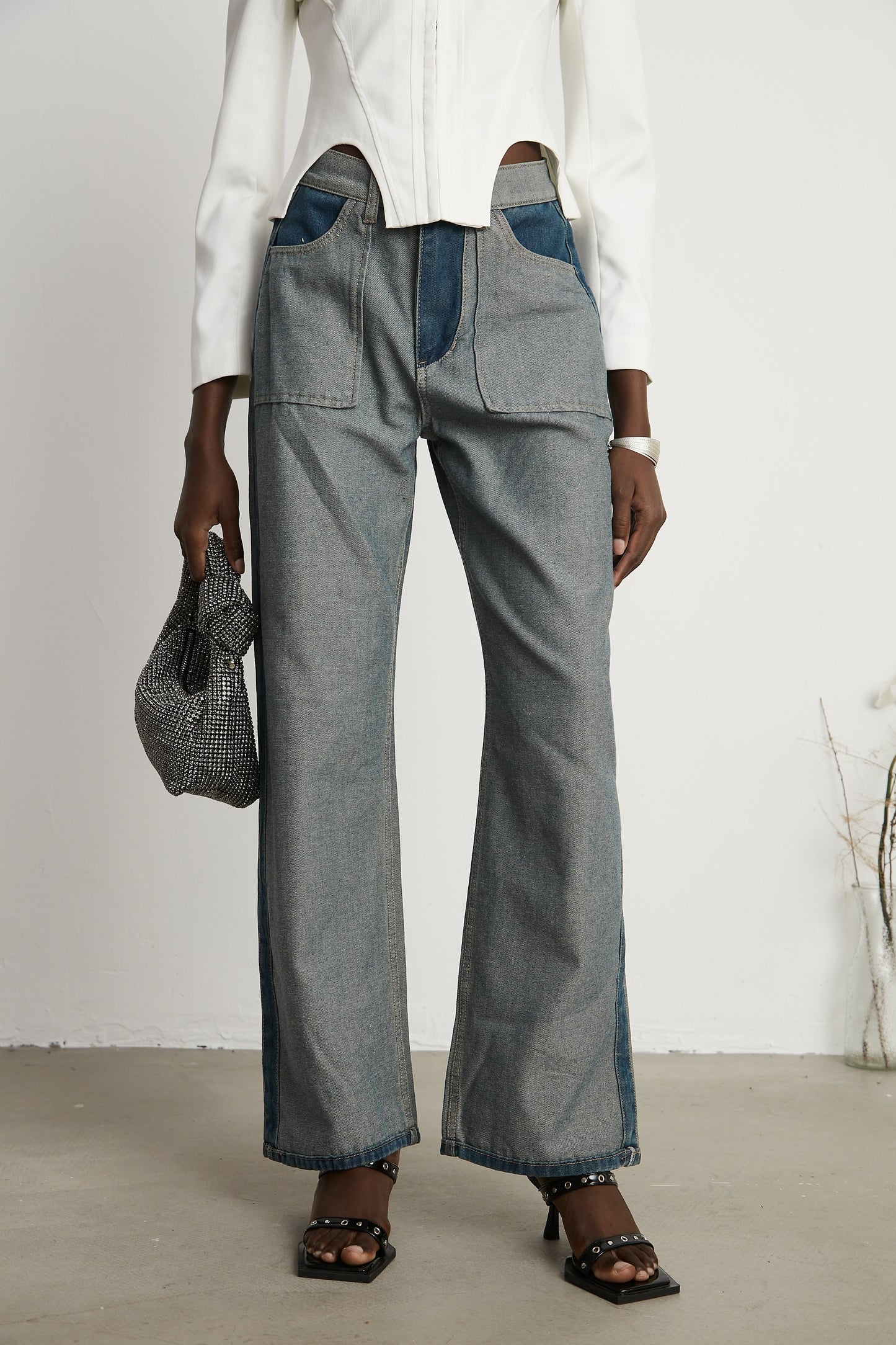 Clothilde Geniş Paça Panelli Jean Pantolon