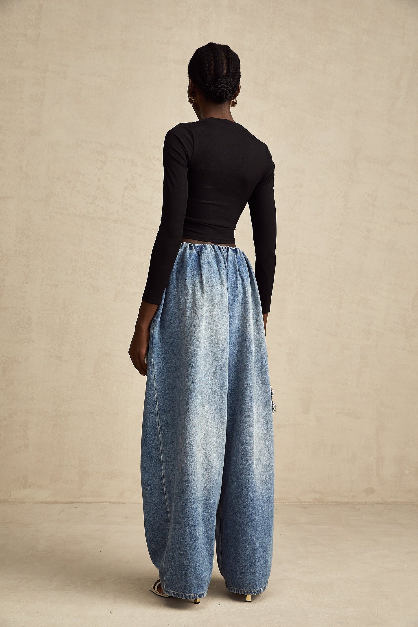 Eulalie Mavi Pilili Alçak Denim Pantolon