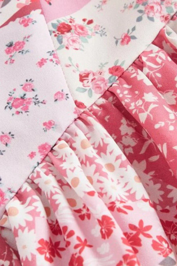 Blossomia Çiçek Desenli Katlı Mini Elbise