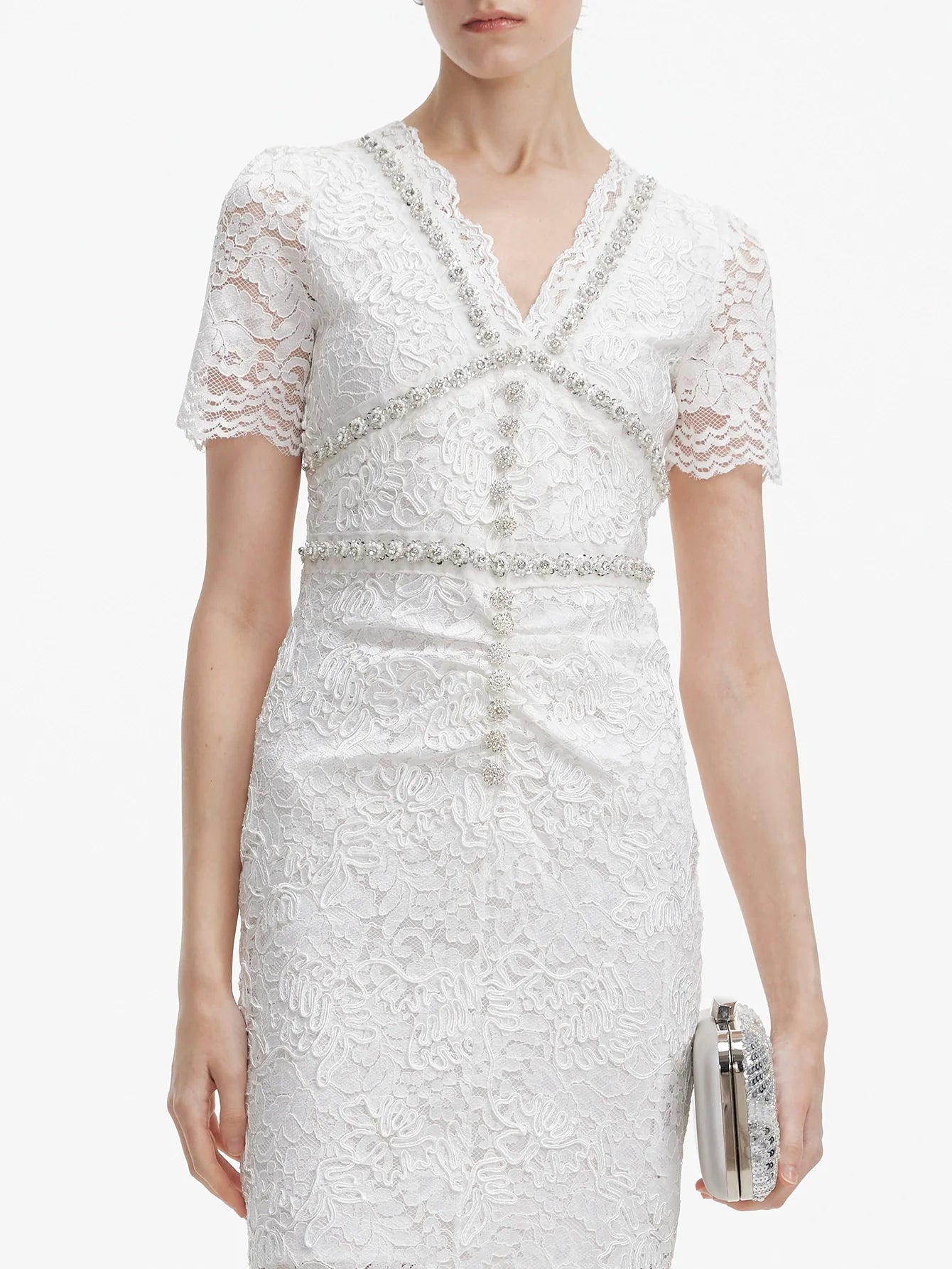 Nakışlı Dantel Midi Elbise