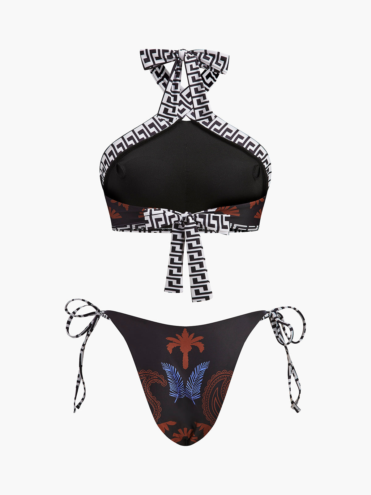 Şık Boho Çiçekli Bağlama Sırt Dekolteli Bikini