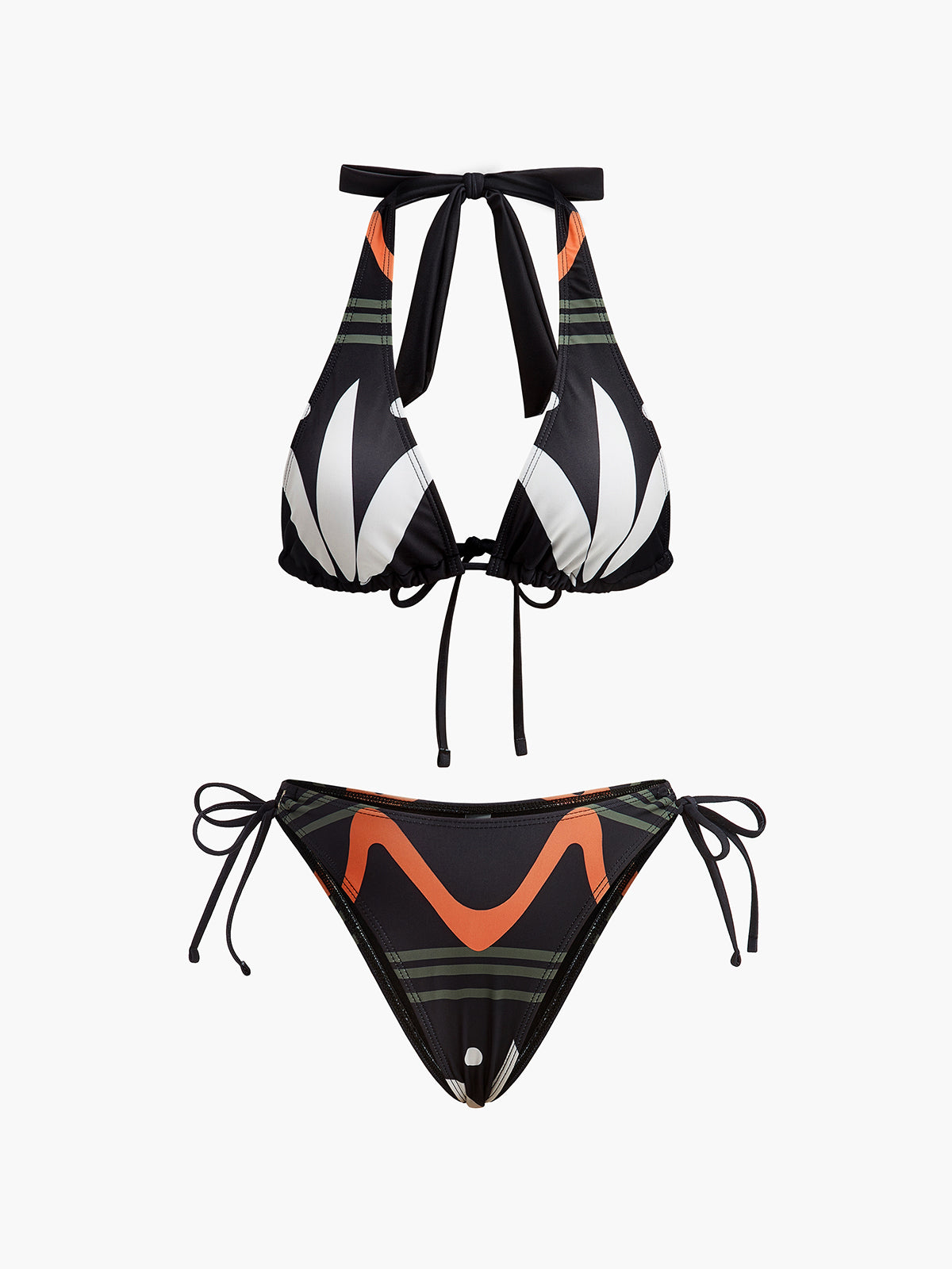 Şık Halter Yaka Bağcıklı Bikini Takımı, Dikkat Çekici Plaj Görünümü için