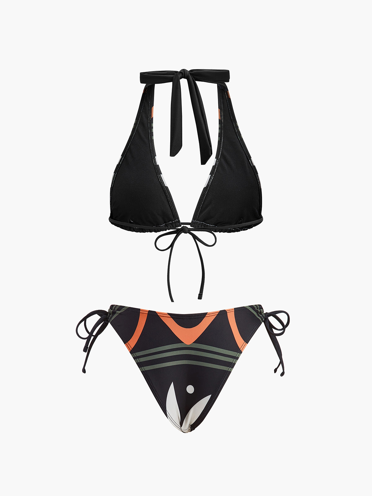 Şık Halter Yaka Bağcıklı Bikini Takımı, Dikkat Çekici Plaj Görünümü için