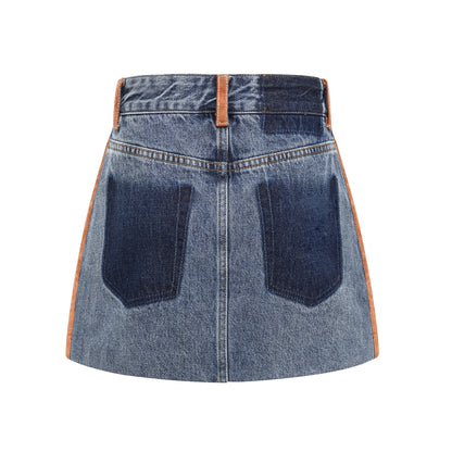 Blanche Blok Renkli Denim Etek