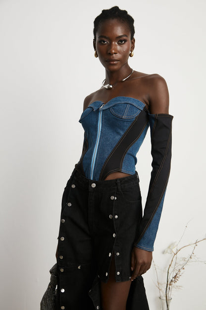 Melina Korse Denim Bodysuit