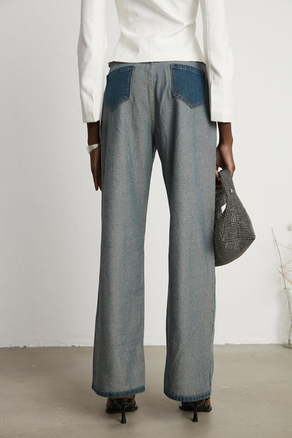 Clothilde Geniş Paça Panelli Jean Pantolon