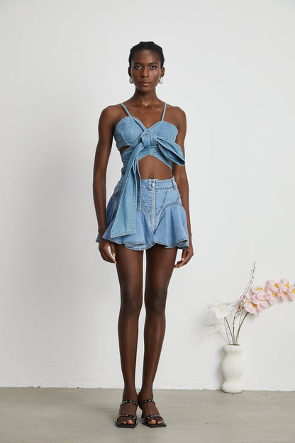 Capucine Denim Etek Kısmı Farbalalı Etek