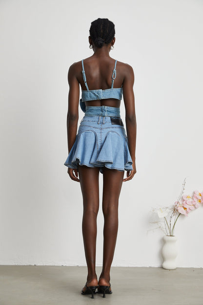 Capucine Denim Etek Kısmı Farbalalı Etek