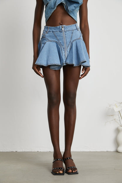 Capucine Denim Etek Kısmı Farbalalı Etek