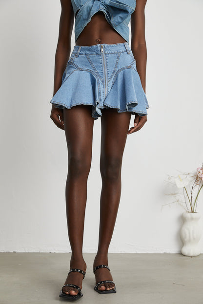 Capucine Denim Etek Kısmı Farbalalı Etek