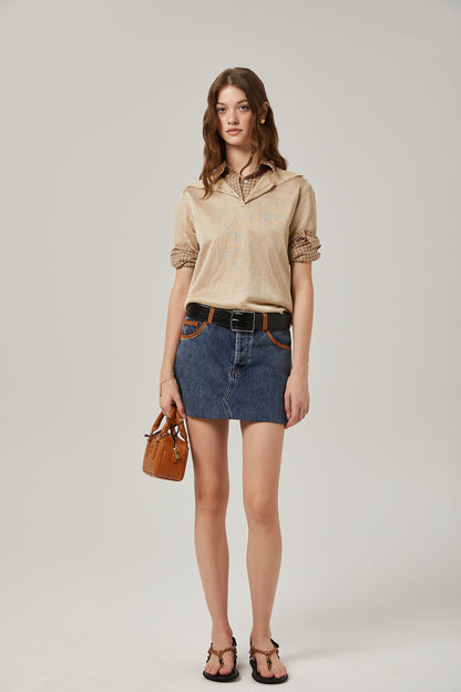 Blanche Blok Renkli Denim Etek