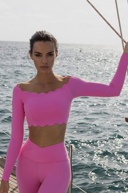 Lusivya - Omzu Açık Uzun Kollu Crop Set
