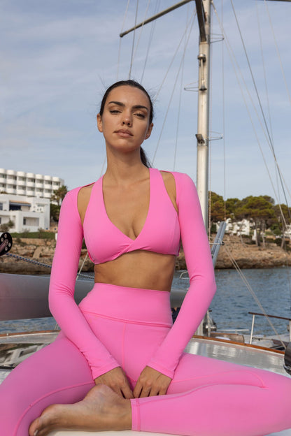 Lusivya - Burgu Detaylı Omuz Dekolteli Crop Set