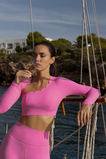 Lusivya - Asimetrik Uzun Kollu Crop Set