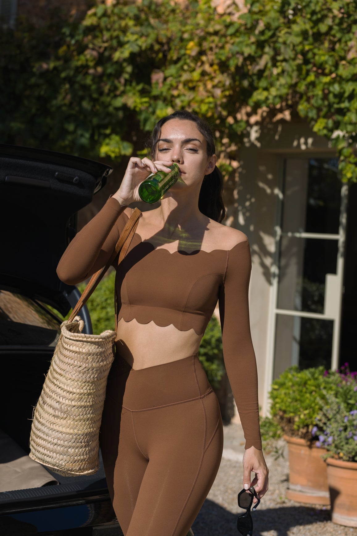 Lusivya - Omzu Açık Uzun Kollu Crop Set