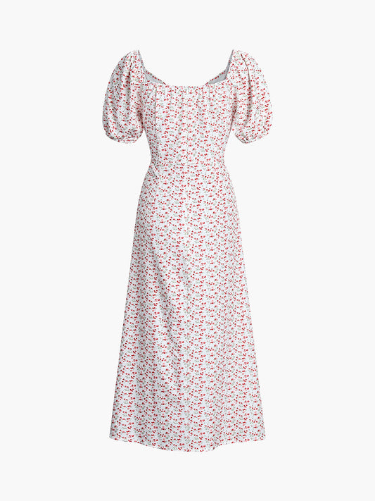 Floral Printed Cold Shoulder Split Maxi Dress
