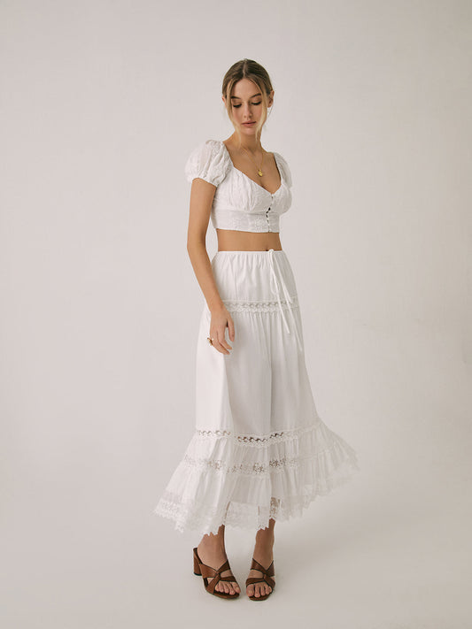 Katı Pamuk İpli Zarif Maxi Etek