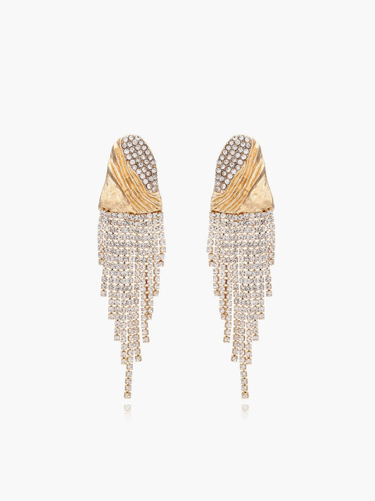 Buruşuk Metal Rhinestone Küpe