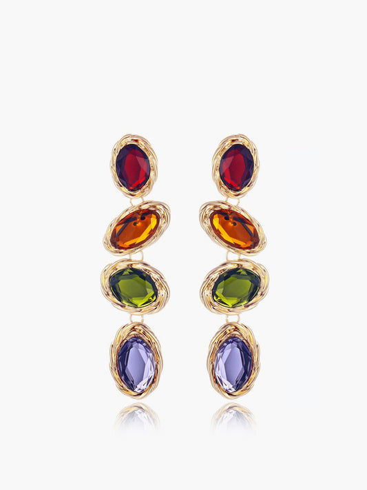Renkli Rhinestone Küpeler