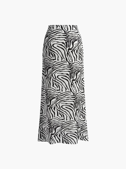 Zebra Desenli Maxi Etek