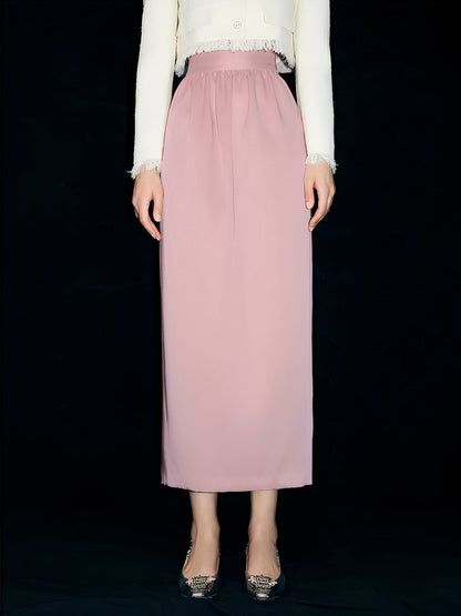 Satin Plain Pockets Midi Skirt