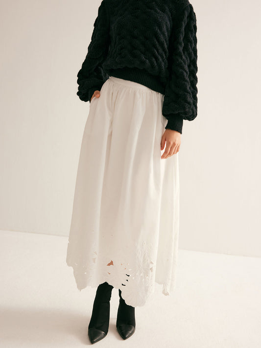 Pamuk Karışımlı Yanık Çiçekler Etek