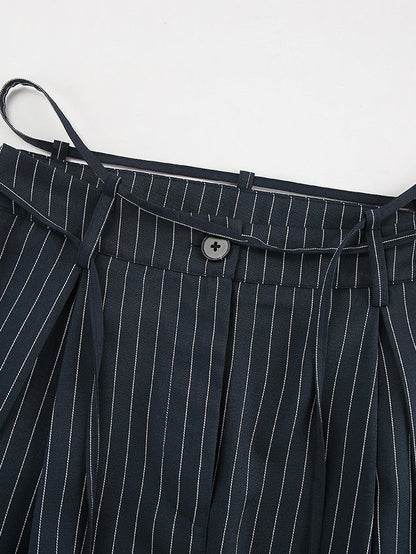 İpli Şeritli Geniş Paça Pantolon