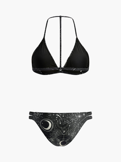 Gökyüzü Temalı Halter Bikini Takımı