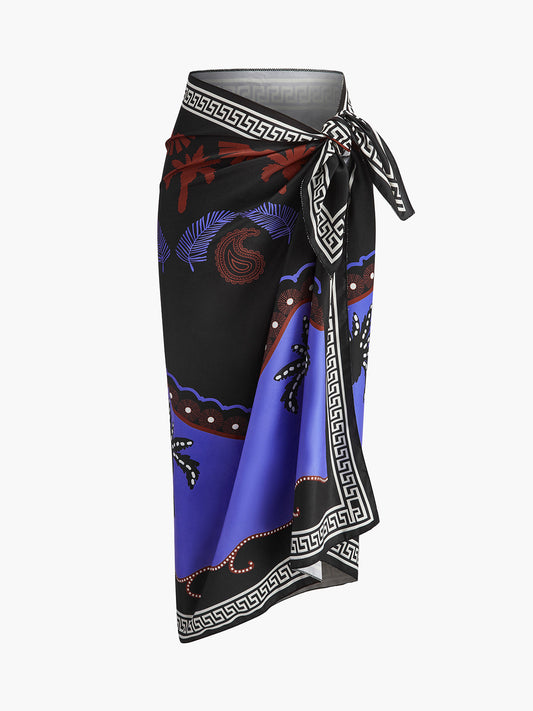 Şık Baskılı Kemerli Sarong Kaplama
