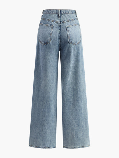 Şık Asimetrik Bel Wide-Leg Jeanler ile Modaya Uygun Bir Görünüm