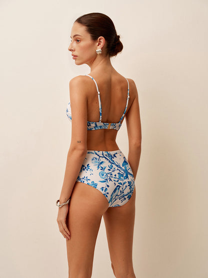 Modaya Uygun Yüksek Bel Baskılı Bikini Takımı