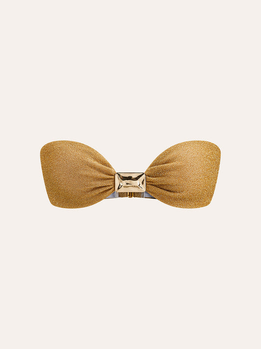 Işıltılı Metalik Kurdele Bandeau Bikini Üstü