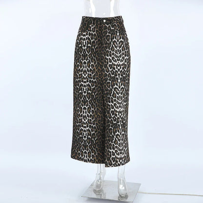 Leopar Baskı Maxi Etek