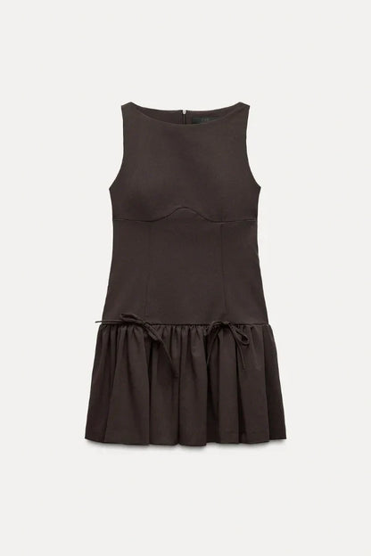 Florence Fiyonklu Fırfırlı Mini Elbise